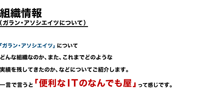 組織情報（ガラン・アソシエイツについて）